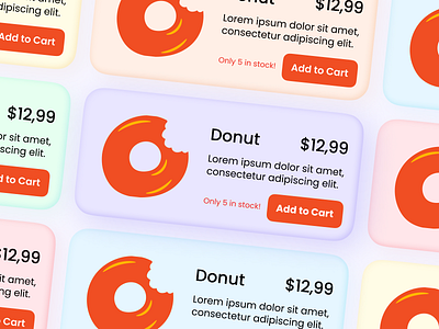 Currently in stock | Daily UI #096 096 add to cart card daily ui daily ui 096 dailyui dailyui 096 dailyui096 design donut e commerce ecommerce figma interface left in stock product product card stock ui ux
