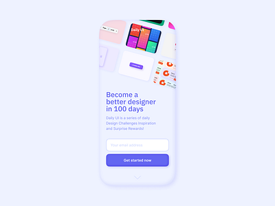 Daily UI landing page | Daily UI #100 🥳🎉 100 challenge claymorphism daily ui daily ui 100 dailyui dailyui 100 dailyui100 design figma fluffy home page interface landing landing page mobile newsletter ui ux website