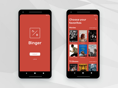 'Binger' Android — Sign In/Up Screen android app app concept app design binger design material material design mobile mobile design movies pixel screens sign in sign up tv ui uidesign