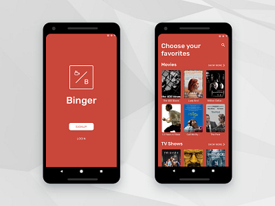 'Binger' Android — Sign In/Up Screen