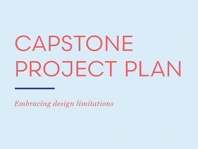 Revised Capstone Project Plan