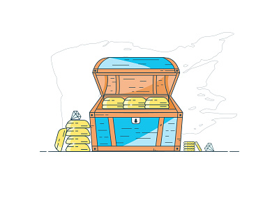 Treasure Chest design icon illustration illustrator logo minimal pirate treasure chest vector