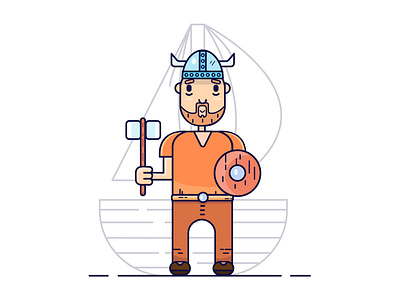 Viking Warrior design icon illustration illustrator logo minimal ship vector vikings warrior