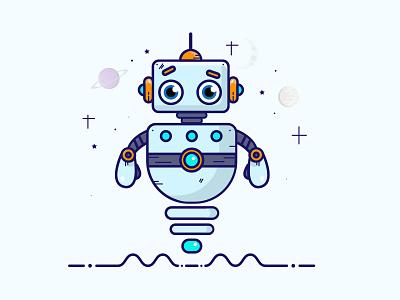 Robot design icon illustration illustrator logo minimal robot space vector