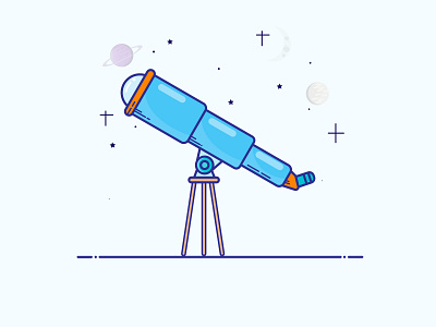 Telescope design icon illustration illustrator logo minimal space telescope vector