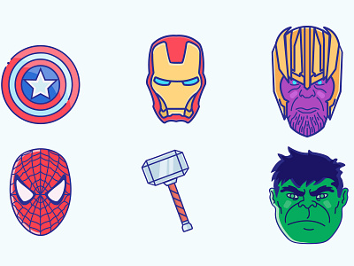 Avengers avengers avengersendgame captain america comics design hulk icon illustration illustrator iron man logo marvel minimal spider man thanos thor vector