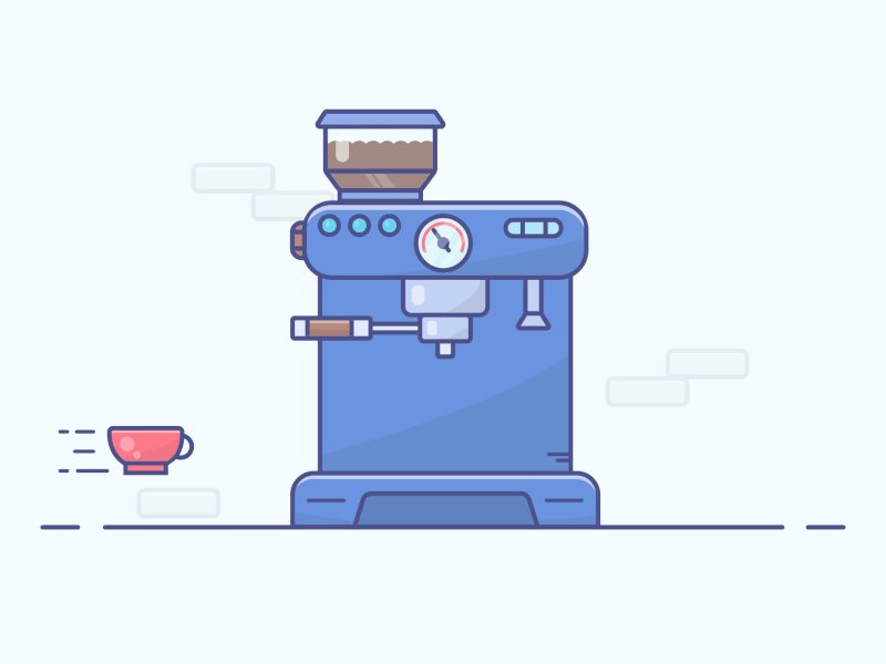 Coffee Machine animation coffee coffee cup design gif gif animated gif animation gradient icon illustration illustrator logo machine minimal vector