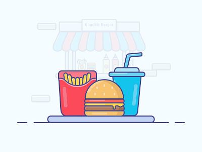Burger Meal burger design food fries gradient icon illustration illustrator logo minimal vector