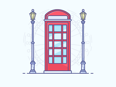 Telephone Booth booth design gradient icon illustration illustrator logo london london eye minimal telephone telephone booth uk united kingdom vector