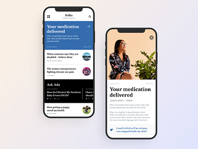 Folks - Medicine Magazine app design interface ios magazine medical medicine minimalism minimalistic mobile news typography ui ux