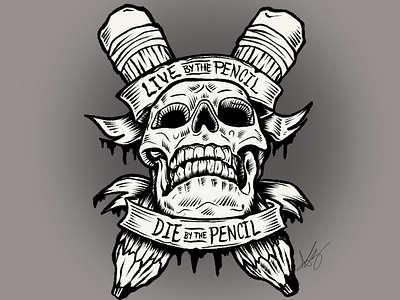 Live by the Pencil art artist design drawing illustration ipad pro pencil procreate sketch skull skull drawing skull illustration