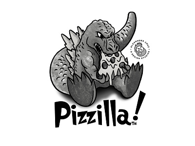 Pizzilla art artist comic doodle draw drawing godzilla graphic artist illustration pizza procreate sketch