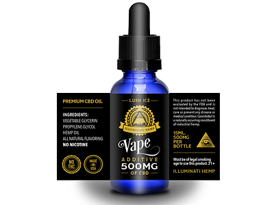 Label Design for Illuminati Hemp adobe art brand brand identity branding design graphic artist hemp hemp oil illustrator label design vape vector