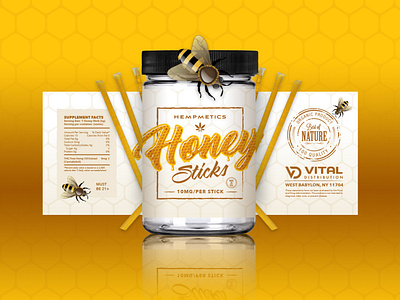 Hempmetics Honey Sticks Label Design