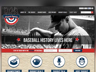 Dugout Legends Home Page baseball sports web design
