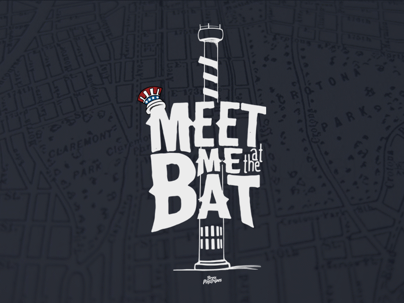 Meet Me at the Bat bronx bronx baseball hand drawn sports design yankees