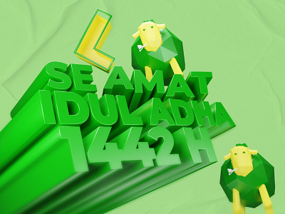 Eid Al-Adha Mubarak Typographic 3d 3d artist 3d modeling design illustration
