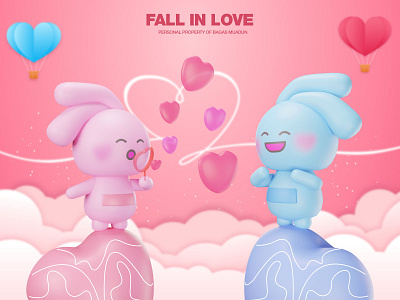 Fall In Love - Cute 3d 3d artist 3d modeling design illustration ui ux