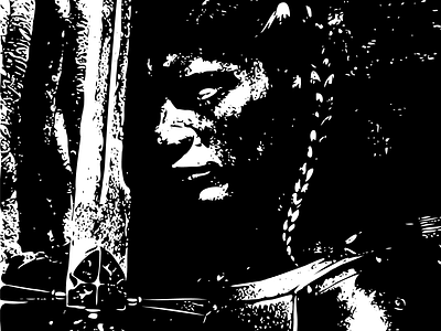 Battle Prayer armor blackandwhite digitalinking gritty illustrator photoshop sword vector woman