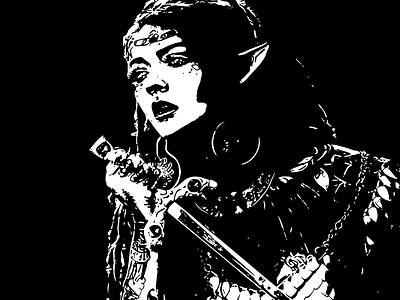 Elf Noir adobe illustrator adobe photoshop armor comic digital inking elf female noir sword vector vector illustration vectorart