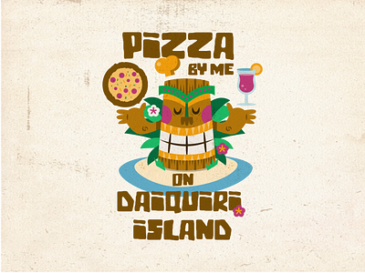 Pizza By Me on Daiquiri Island adobe illustrator cartoon comic cute follow me illustration illustrator retro design tiki vector vectorart