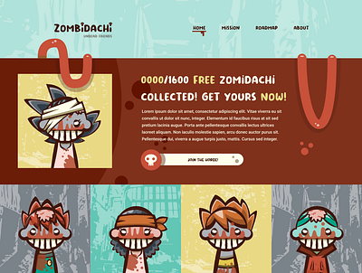 Zombidachi blockchain branding cartoon comic graphic design illustration illustrator nft retro design ui vector vectorart web3