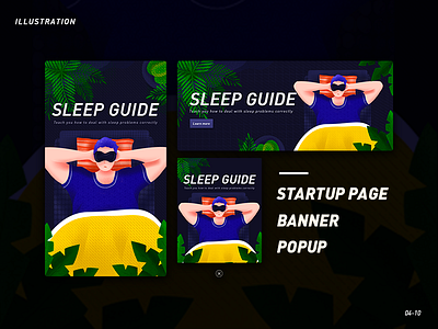 Sleep guide app design illustration ui web