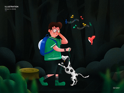 Walking the dog design illustration ui