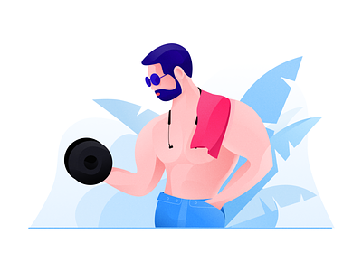 Showing off muscular man animation app design illustration illustrator web