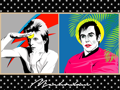 Ziggy and Iggy 1973 1977 david bowie glam iggy pop illustrator punk vector ziggy stardust
