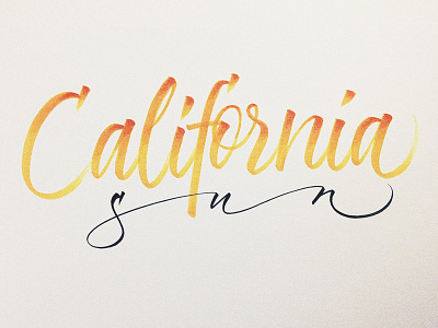 California Sun brushlettering brushpen california calligraphy casual handlettering ramones script sun surf warm