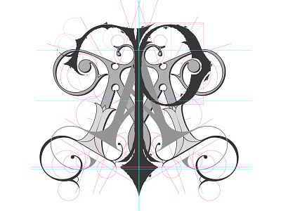 PMA Monogram adobe guides handlettering illustrator lettering monogram pma vector victorian wip work in progress