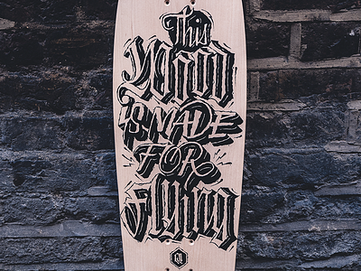 This Wood Is Made For Flying 1 shot deck enamel exhibition handlettering handmade lettering sign painters skate skateboard skateboarding