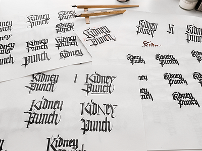 Kidney Punch beer blackletter brew calligraphy cockney gothic kidney punch london packaging sketch sketches sketching