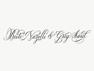 Beste & Greg calligraphy copperplate cursive elegant engagement english roundhand flourishes invitation names script wedding