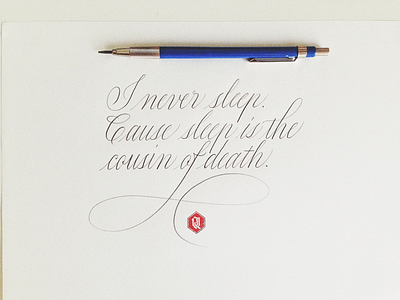 Never Sleep calligraphy copperplate cursive english roundhand hip hop joan quiros nas pencil script