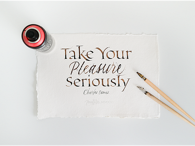 Take Your Pleasure Seriously calligraphy charles eames colapen handmade humanist khadi