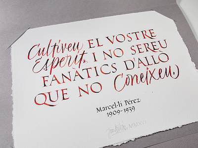Marcel·lí Pérez Memorial calligraphy canson capitals colapen fabriano homage memorial roman script sumi trajan watercolour