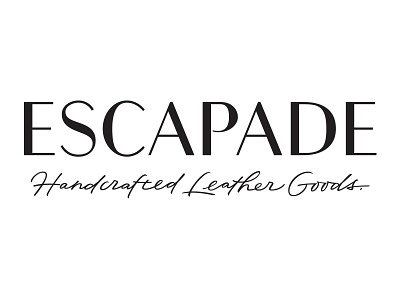 Escapade logotype classy elegant handcrafted handlettering leather lettering logo design logotype roman script lettering