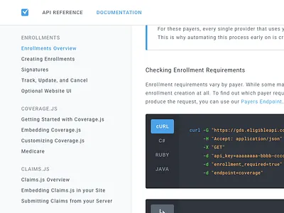 Eligible Documentation api api reference code design docs documentation healthcare ui