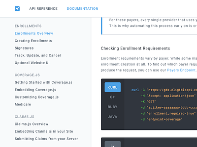 Eligible Documentation api api reference code design docs documentation healthcare ui