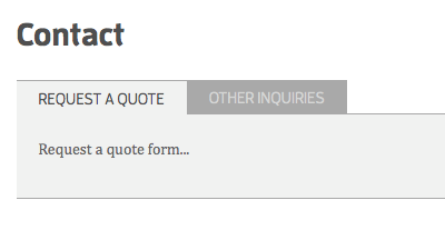 Request a Quote / Contact tabs