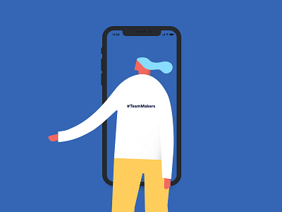 Teams blue colors handshake illustration makers mobile person users visual