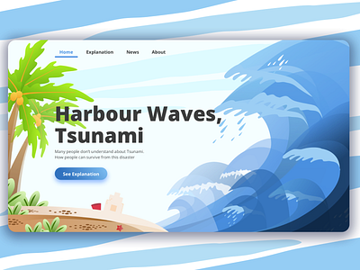 Landing Page "Tsunami" design flat illustration photoshop sketch ui ux web