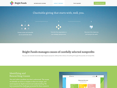 Snapshot from a How It Works page charity design homepage landing page marketing ui ux web