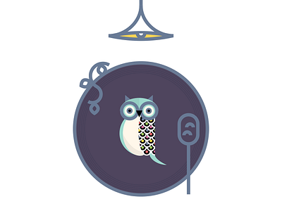 Owl 404 blue color dark geometric icon illustration nature owl yellow