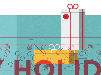 Happy holidays flat gift holidays illustration line drawing overlay present