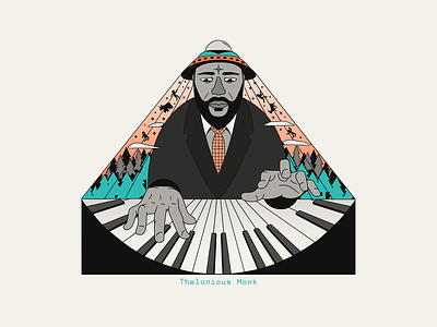 Thelonious Monk 🎹 artist guadalajara illustration jazz keyboard mexico music musician piano riso thelonious monk