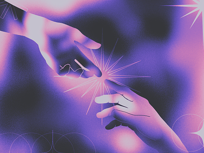 Touch ✹ abstract fingers geometric grandient guadalajara hands illustration mexico noise pink purple reach shapes textures touch