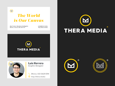 Thera Media Branding agency black branding business cards digital guadalajara mexico social media yellow